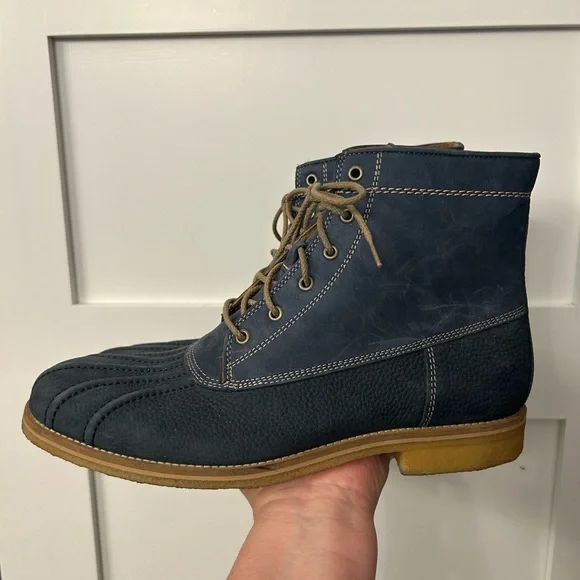 Johnston & Murphy Howell Duck Boots Navy Crepe Sole Waterproof Size 10